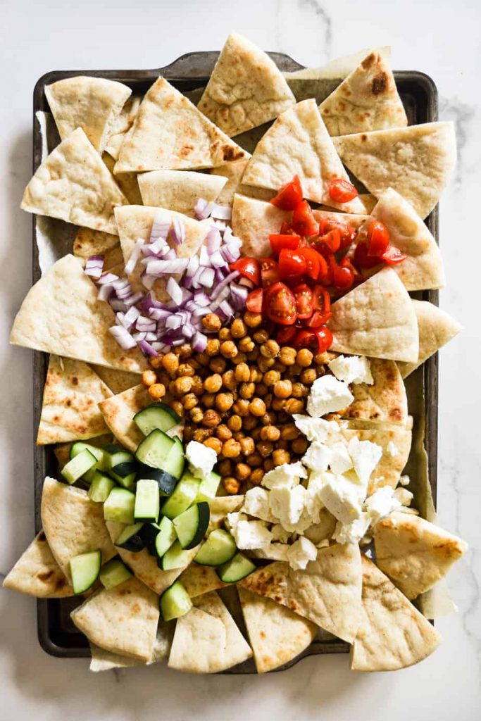 Loaded Vegetarian Greek Pita Nachos