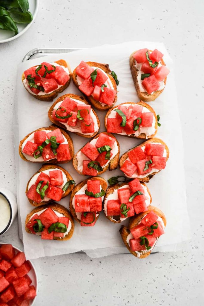 Watermelon and Whipped Feta Crostini
