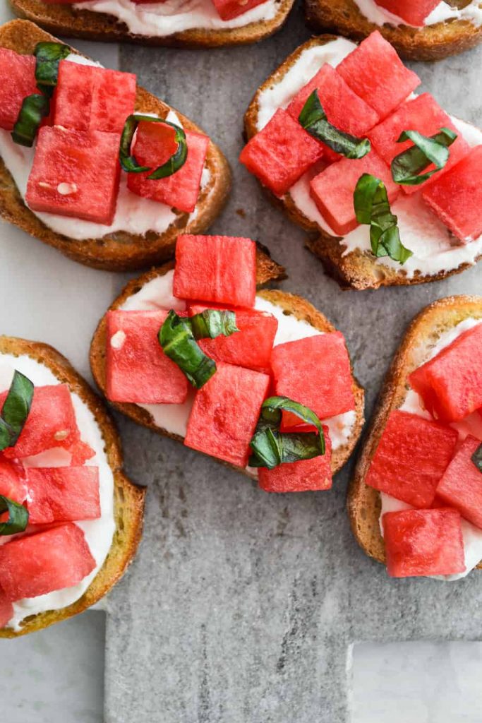 Watermelon and Whipped Feta Crostini
