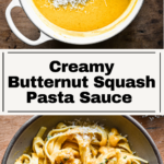 Pinterest pin for creamy butternut squash sauce.