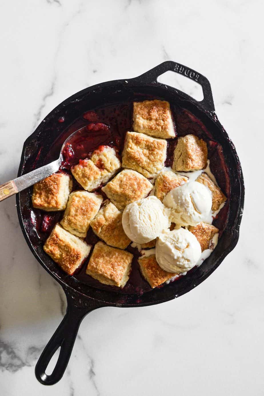 Strawberry & Raspberry Cardamom Biscuit Cobbler