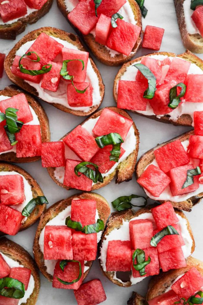 Watermelon and Whipped Feta Crostini