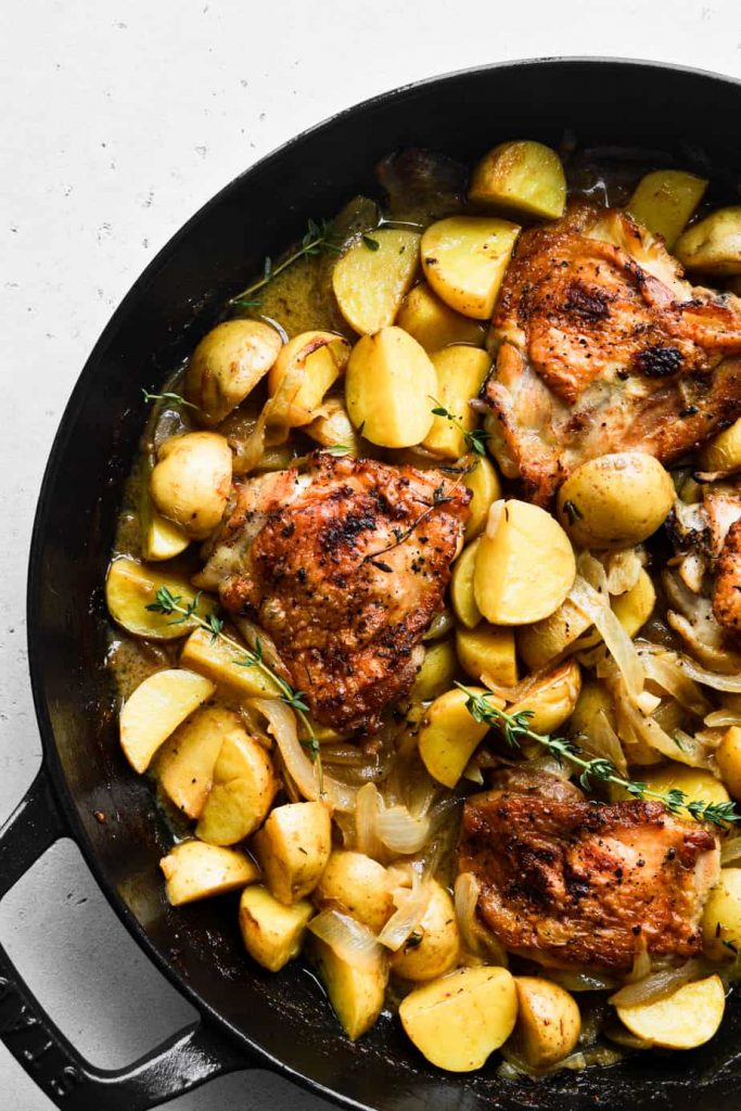 Apple Cider Braised Chicken Thighs Close Up