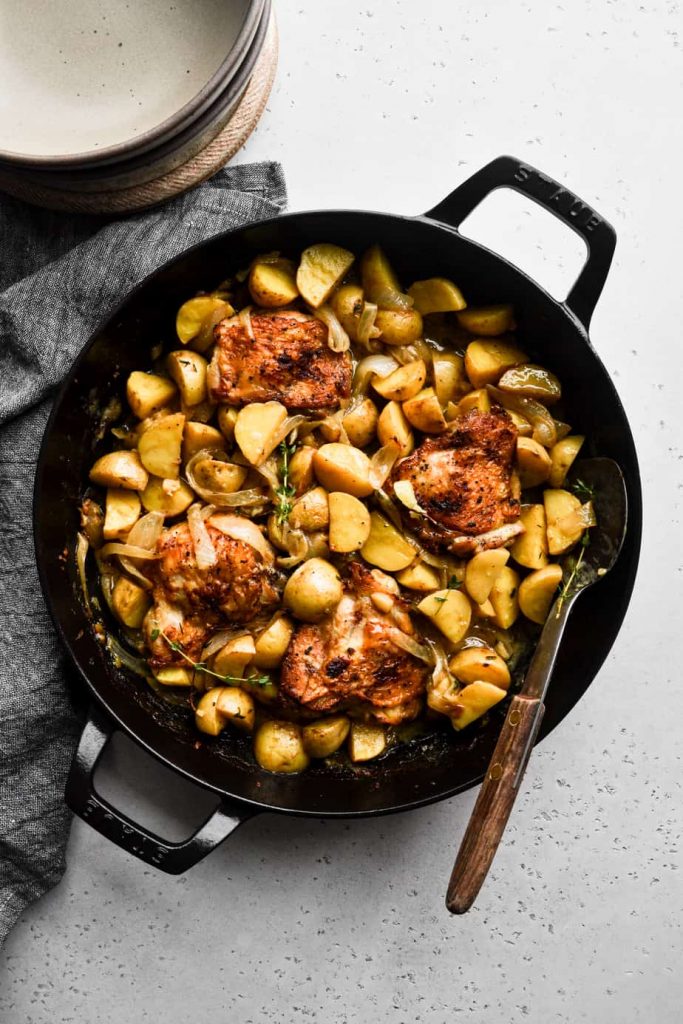 Apple Cider Braised Chicken Thighs Prepared