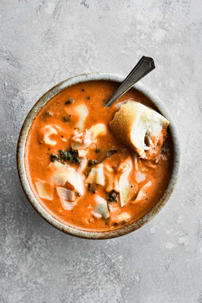 Tortellini Soup In Bowl