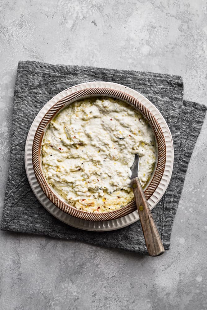Dip with spatula in it