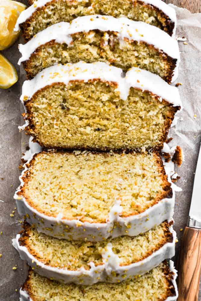 Freshly Sliced Lemon Pistachio Loaf Cake