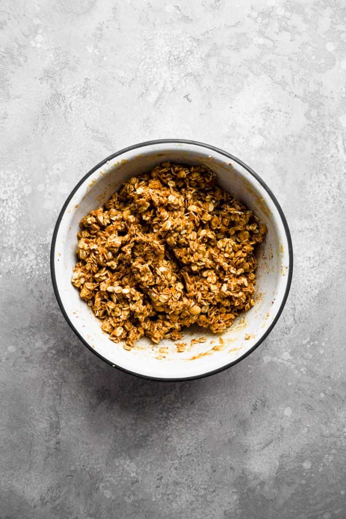Granola mixture in bowl