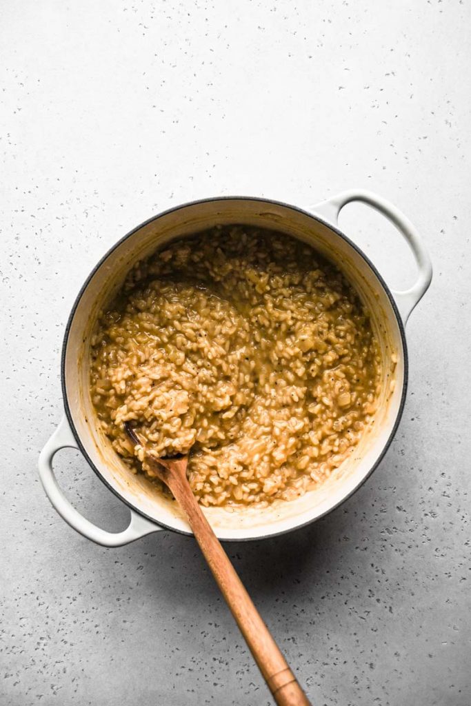 Freshly finished Cacio e Pepe Risotto