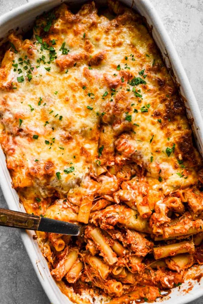 Close Up of Vegetarian Baked Ziti