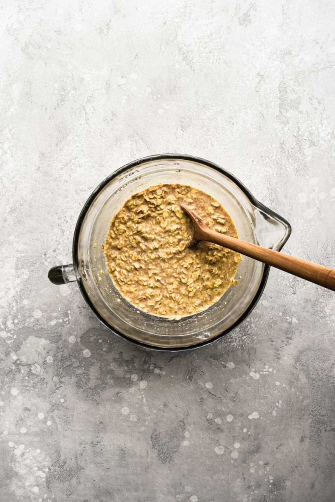 Baked Oatmeal mixture in a bowl.