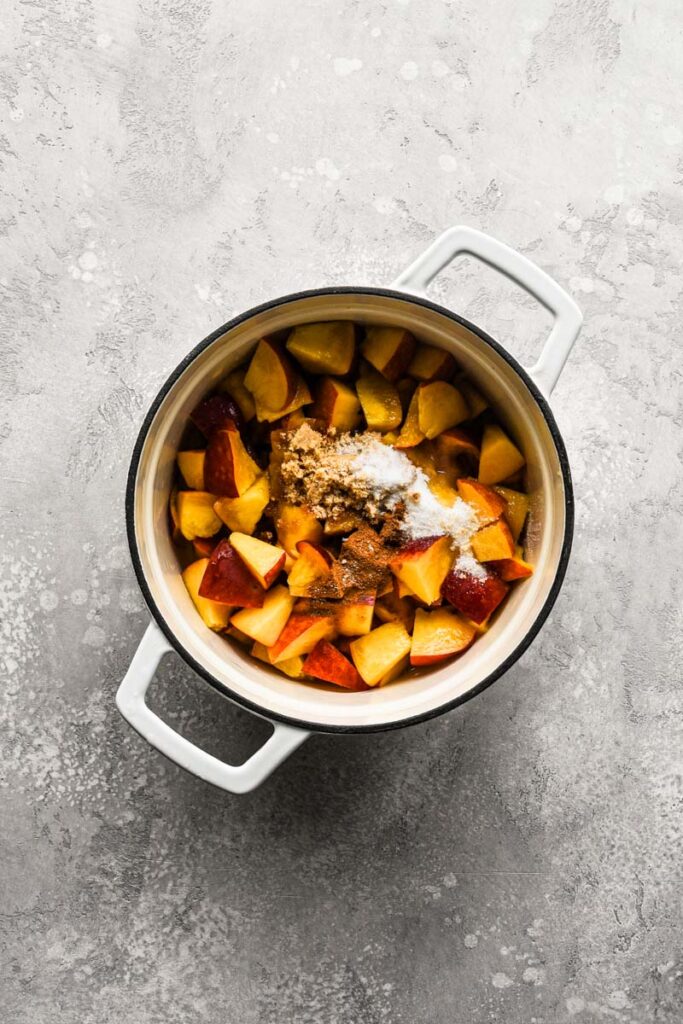 All ingredients in a pot ready to be cooked into compote.