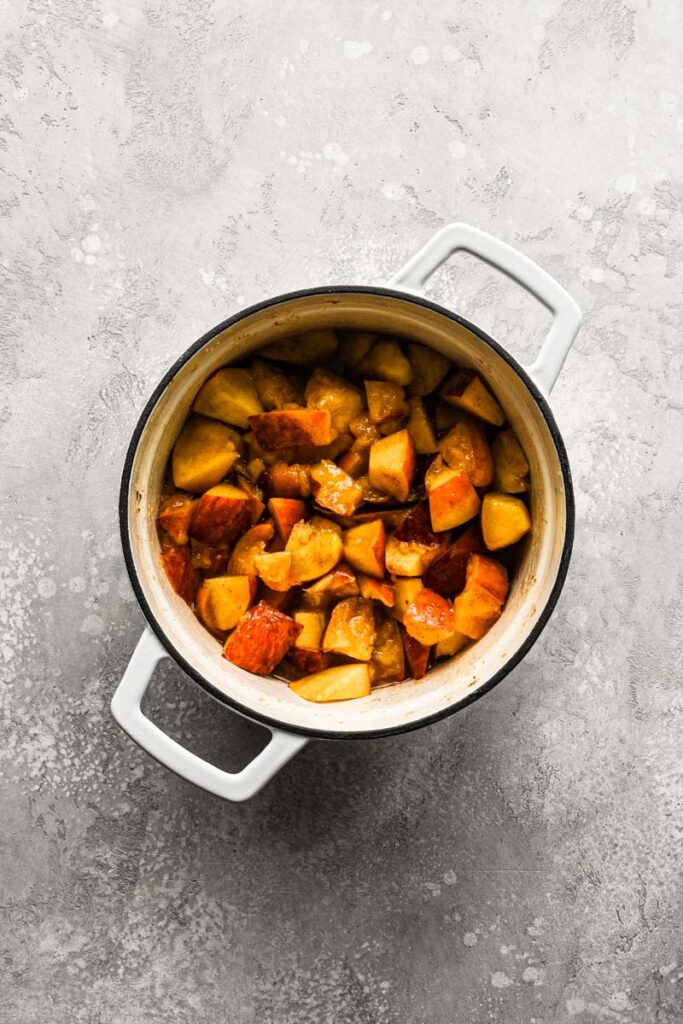 Ingredients mixed together in pot before cooking.