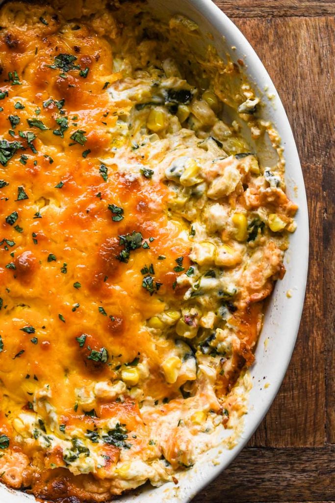 Super tight-in shot of cheesy dip