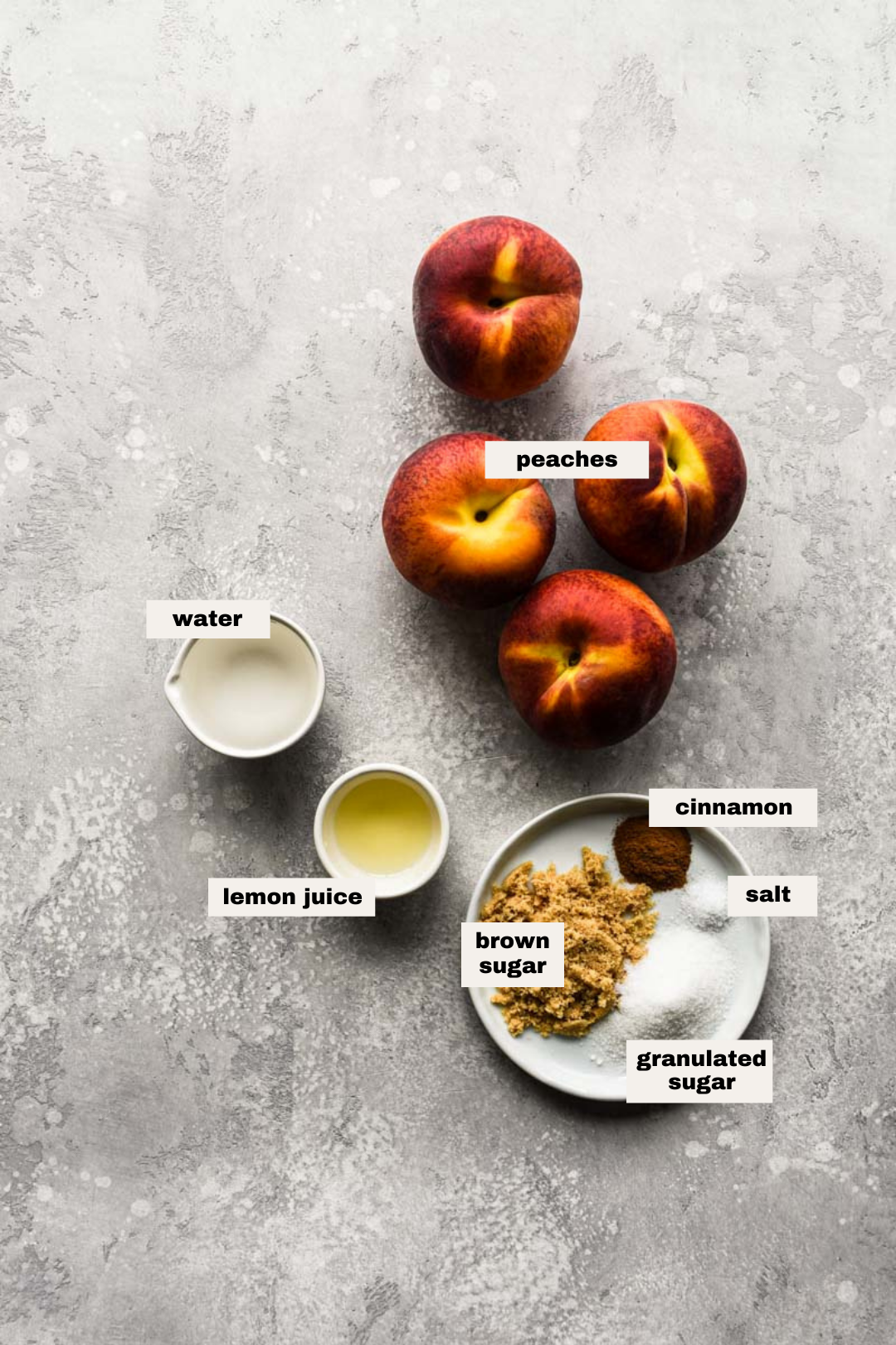 Peach compote ingredients. 