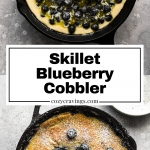 Long pin of skillet blueberry cobbler