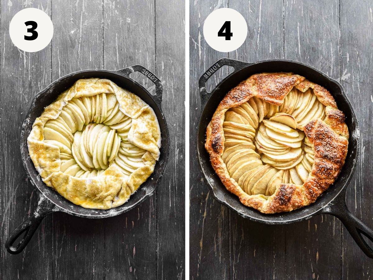 Side by side images pre-bake and post-bake of the galette.