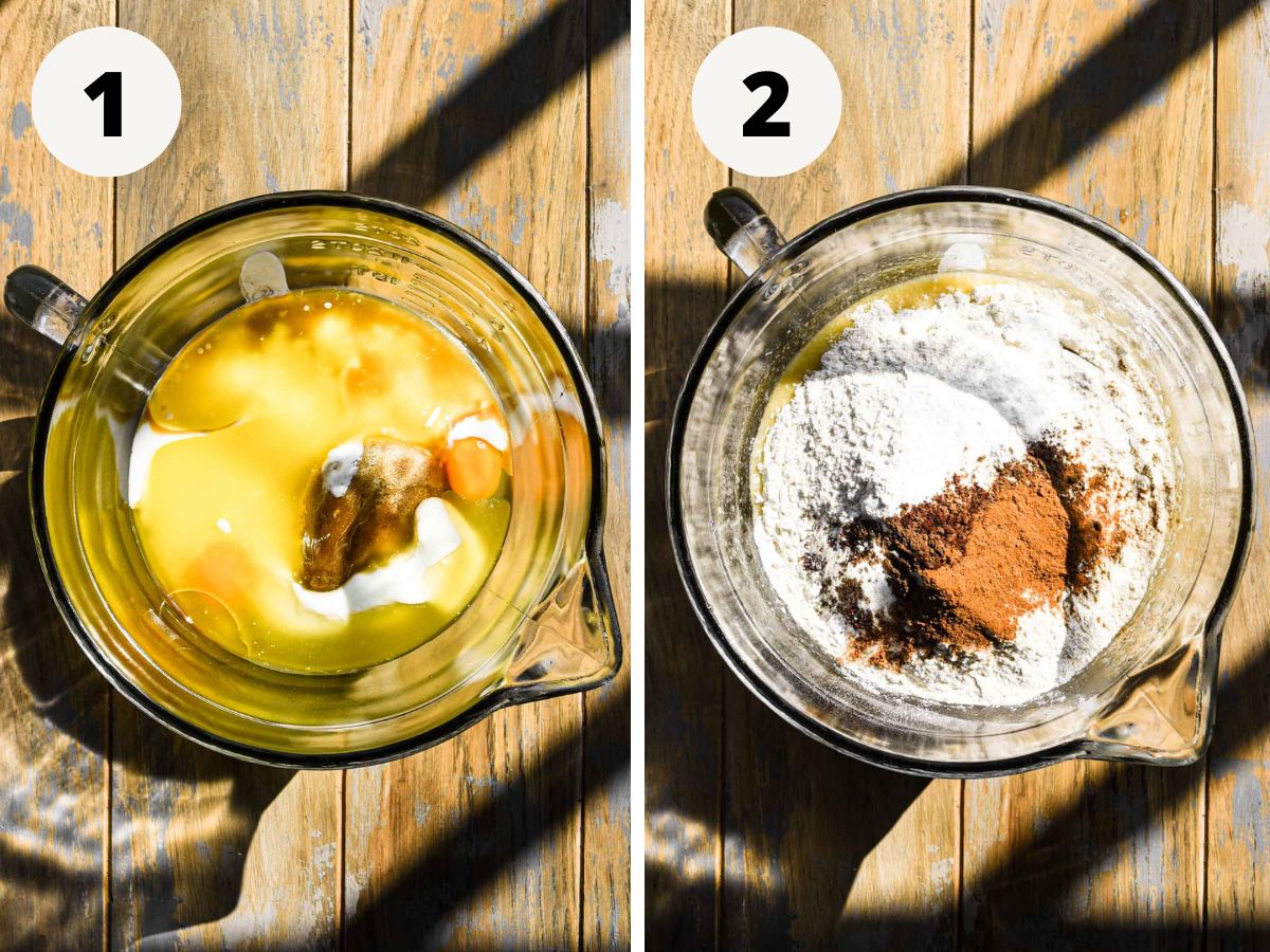Side by side images of batter being made.
