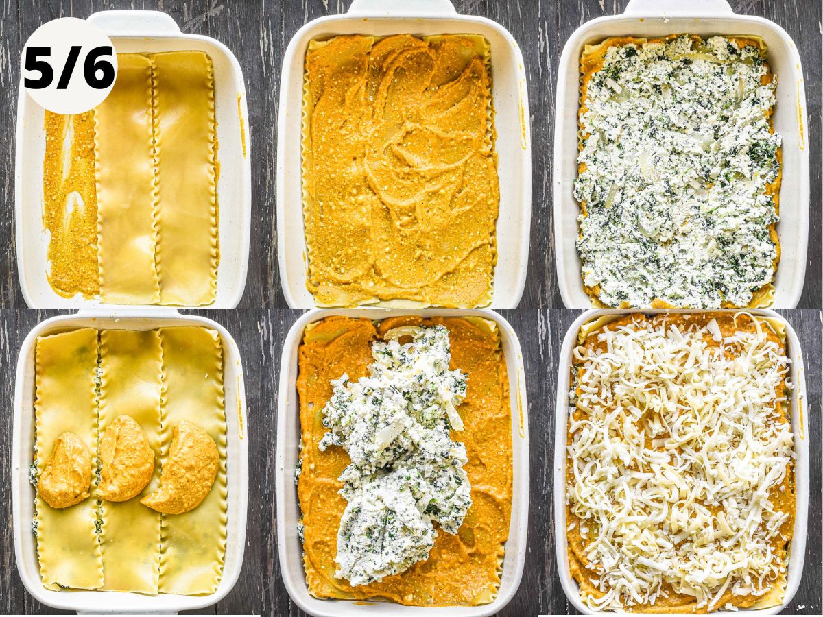 Steps of assembling the lasagna.