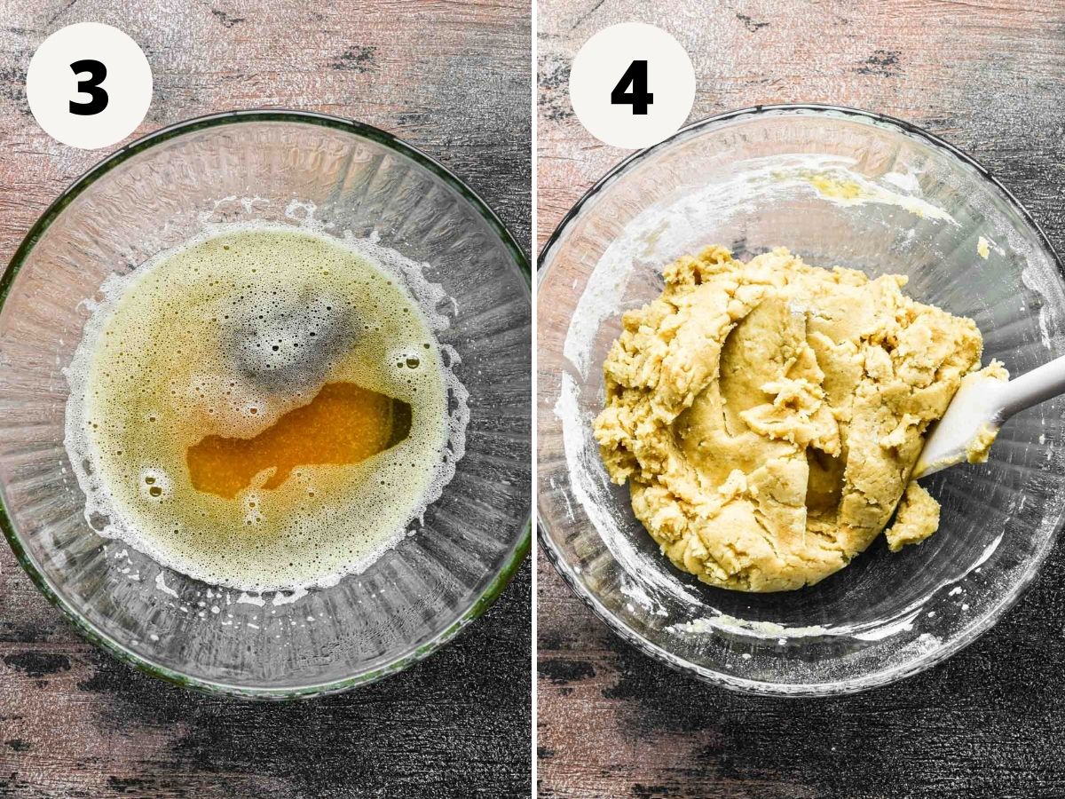 Side by side making the cookie dough.