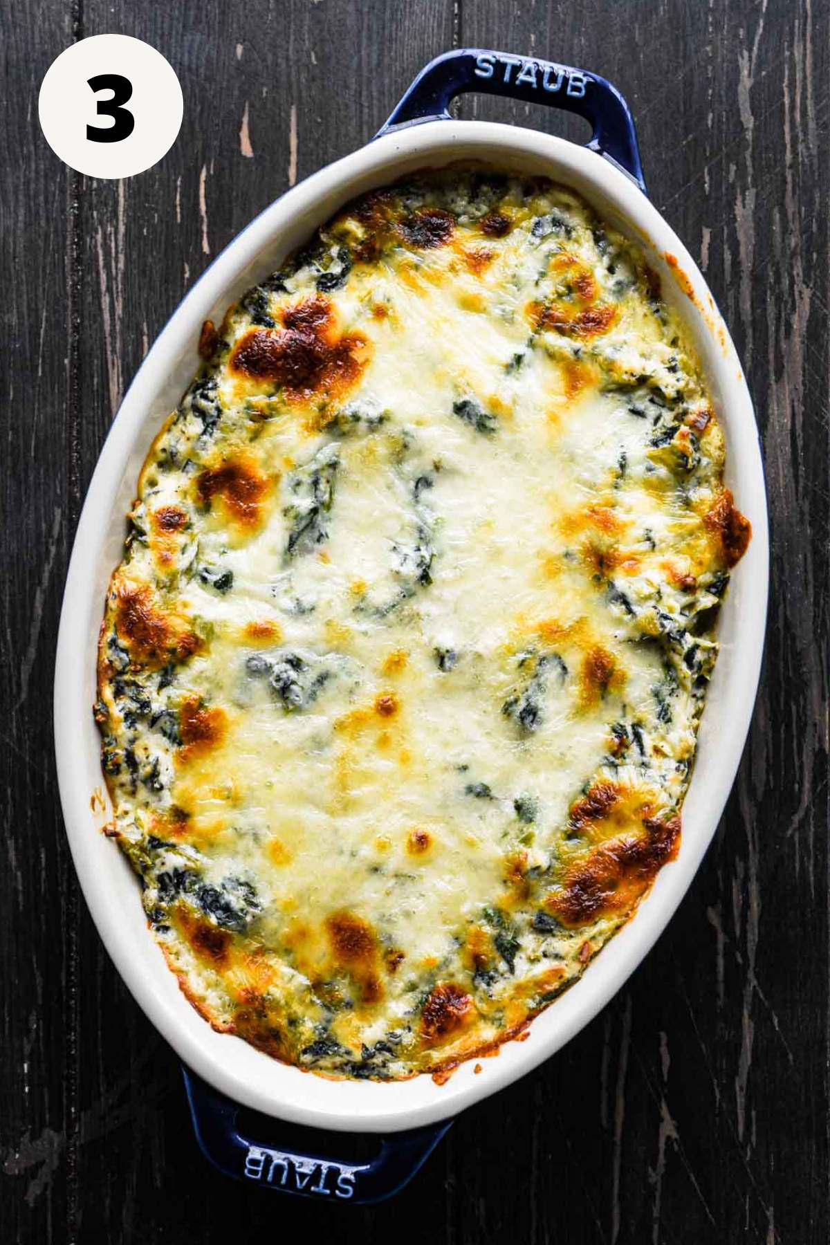 final step, overhead image of baked dip.