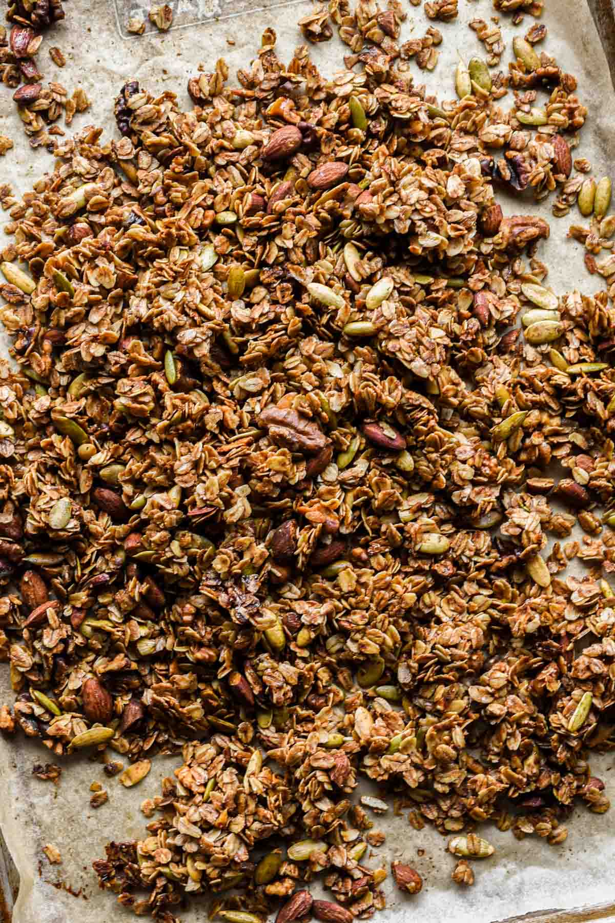 Freshly baked cinnamon vanilla granola.
