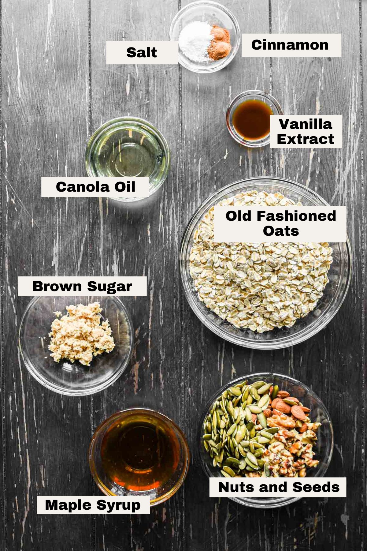 Ingredients on a table for homemade granola.