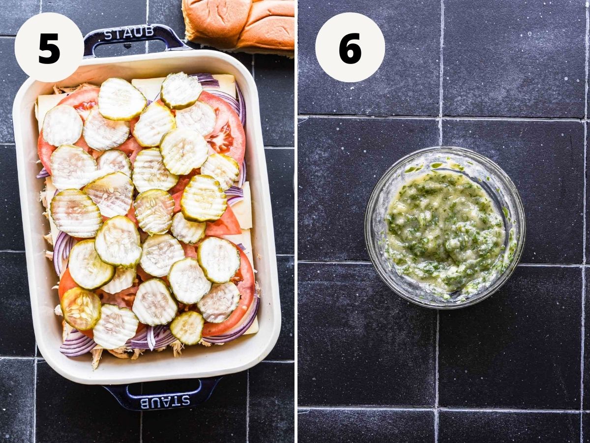 Adding the remaining toppings and making garlic butter.