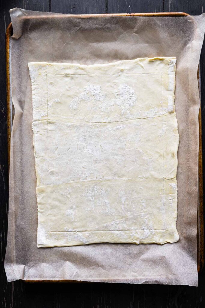 Scored puff pastry.