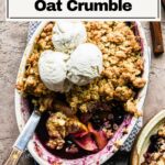 Apple blueberry crumble image for pinterest.
