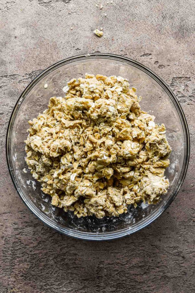 Crumble topping mixed together in a bowl.