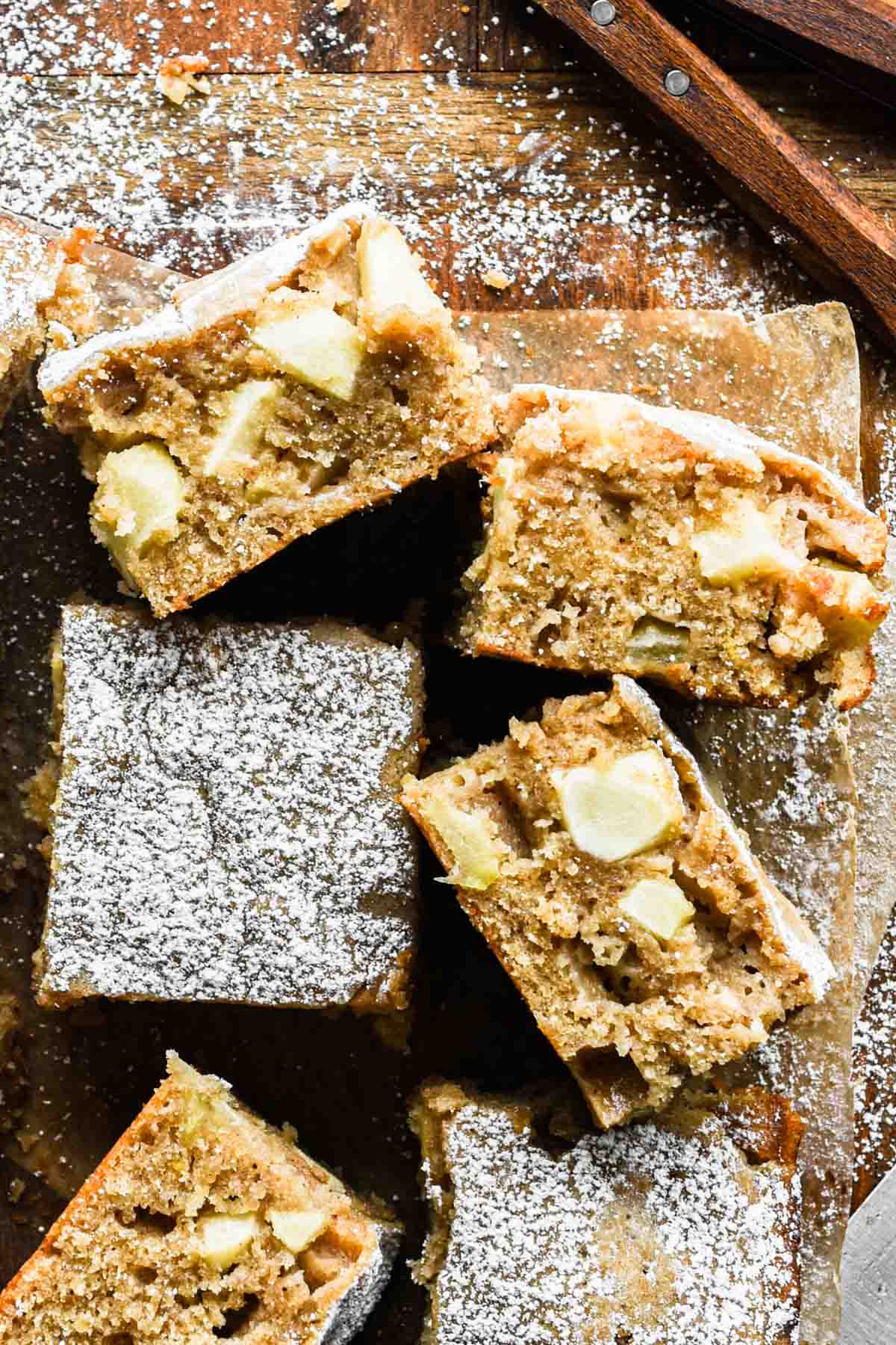 Apple spice cake slices.