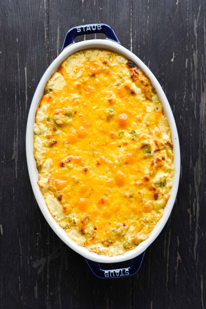 Creamed corn dip fresh out of the oven.