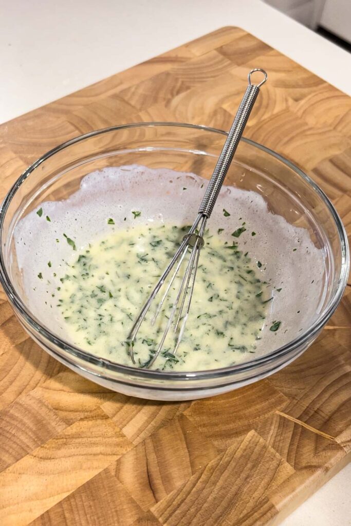 Dressing in a bowl.