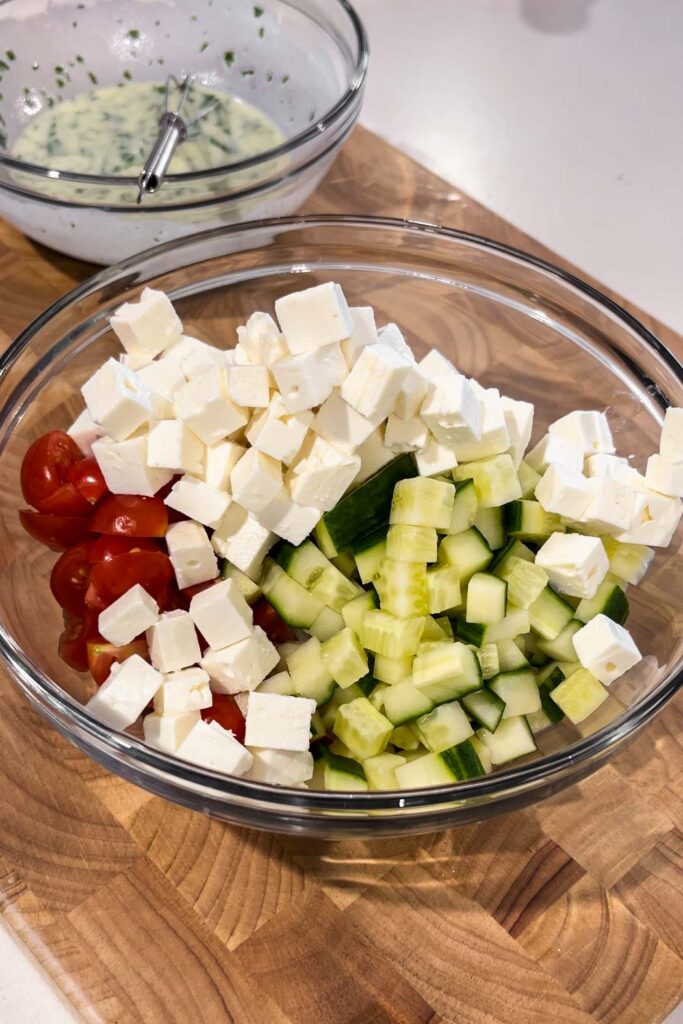 Feta, cucumber, tomatoes.
