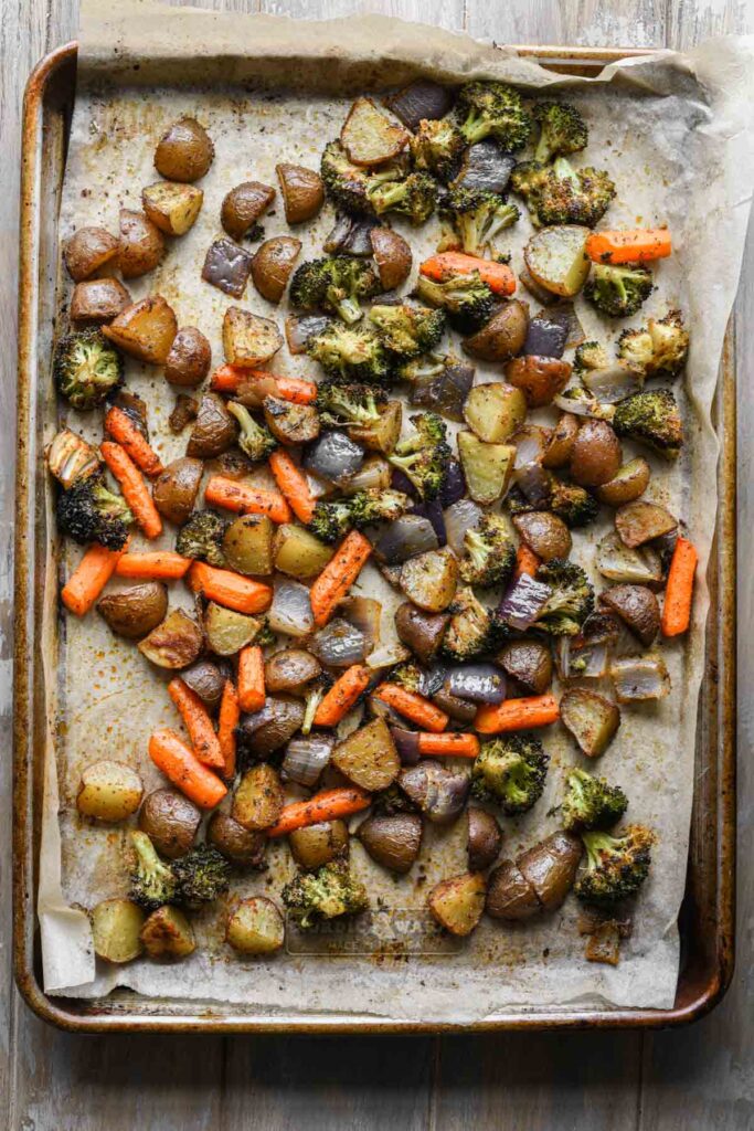 Roasted veg and potatoes.
