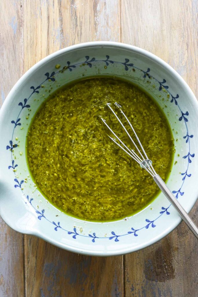 Pesto vinaigrette.