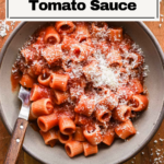 Spicy tomato sauce pin for pinterest.