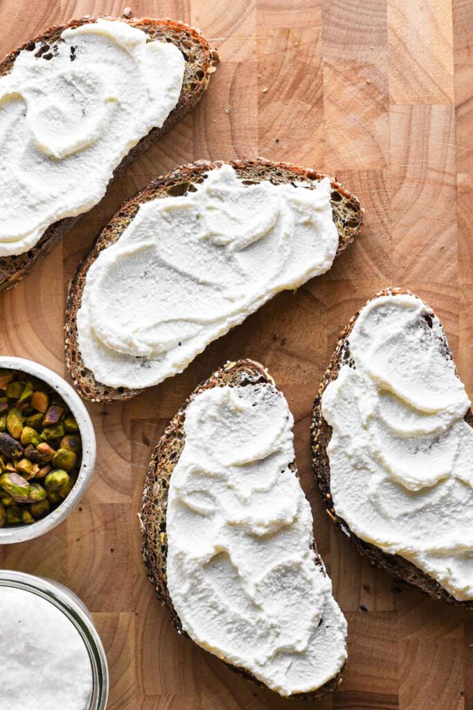 Step 1 of bread with ricotta.
