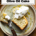 Cacio e pepe cake slice with whipped cream.