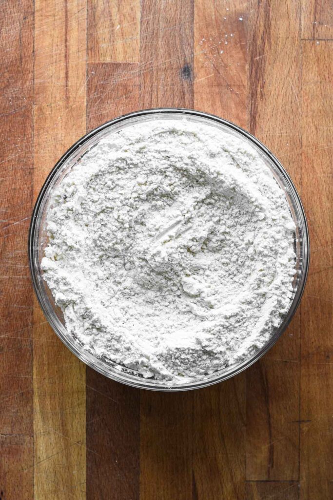 Combining dry ingredients.