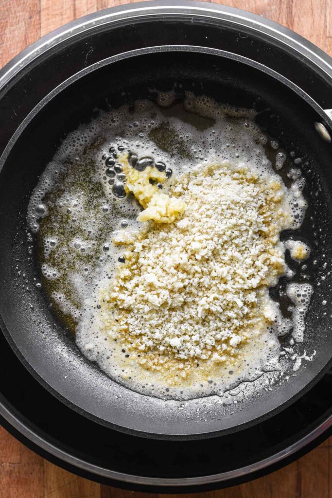 Breadcrumbs and garlic in butter.