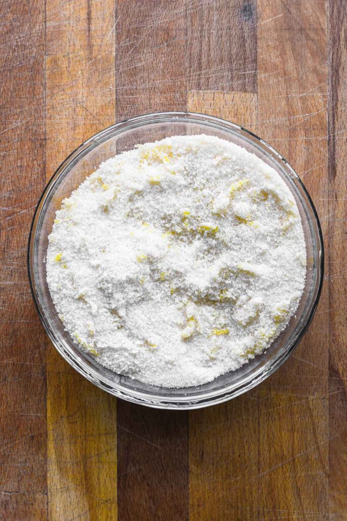 Lemon sugar in a bowl.