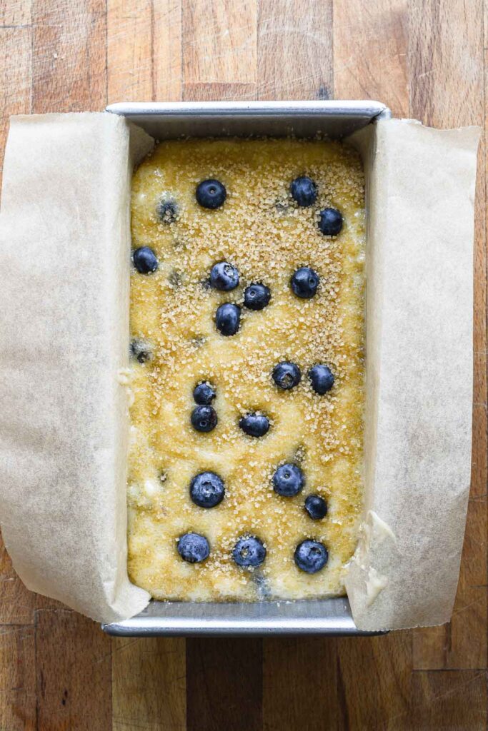 Batter in loaf pan.