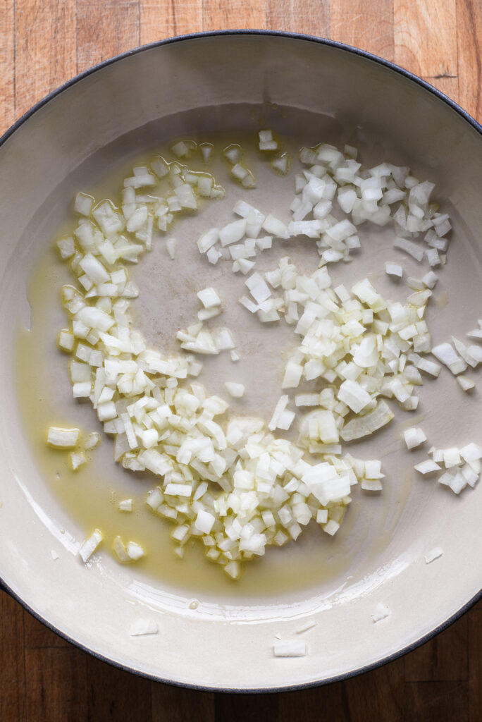 Sautéing onion.