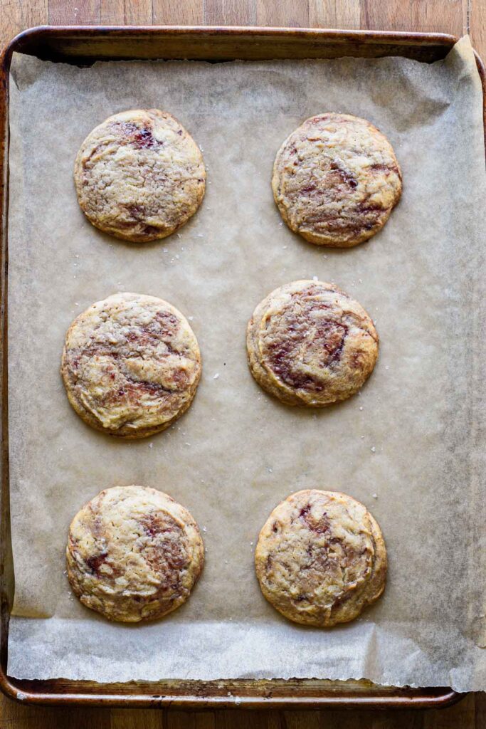 Freshly baked peanut butter and jelly cookies.