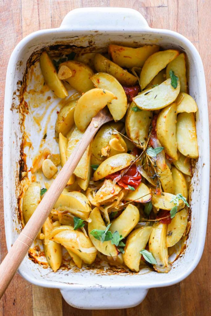 Dish with fresh oregano on top.