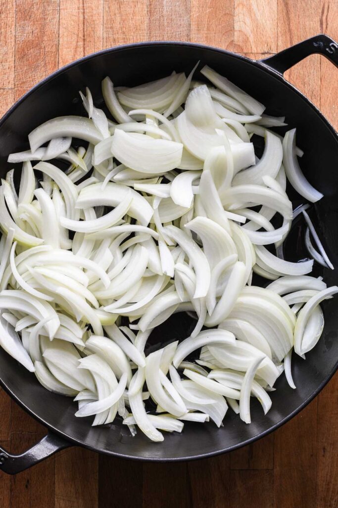 Onions in the skillet.