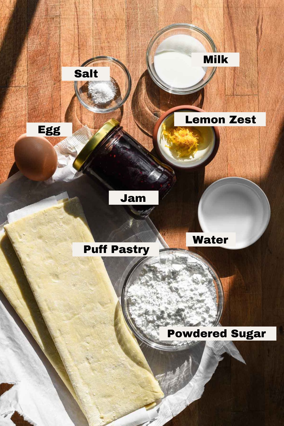Ingredients for puff pastry pop tarts.