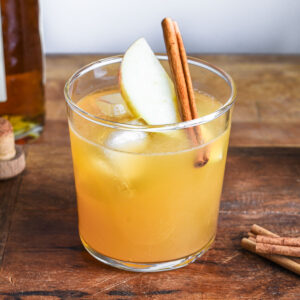 Close up of the cocktail in a glass.